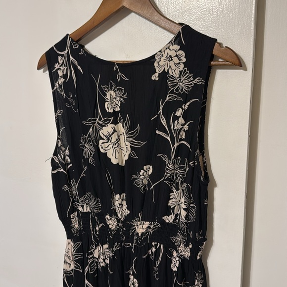 Lola P V Neck Floral Lace Trim Tank Dress Ruffle - Picture 10 of 11
